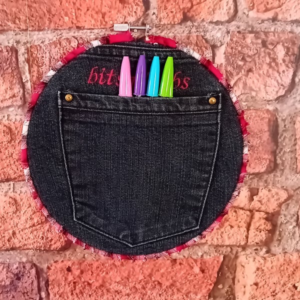 Handmade Denim Pocket Wall Hanging - Medium
