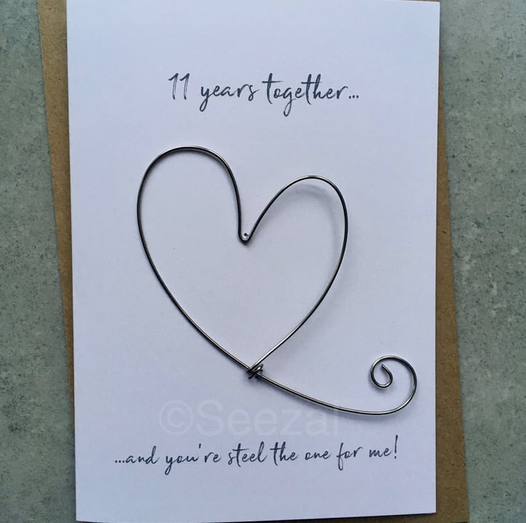 11th Wedding Anniversary Keepsake Card STEEL Folksy