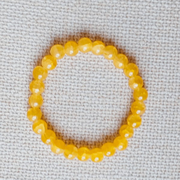 Ladies Citrine Elastic Bead Bracelet