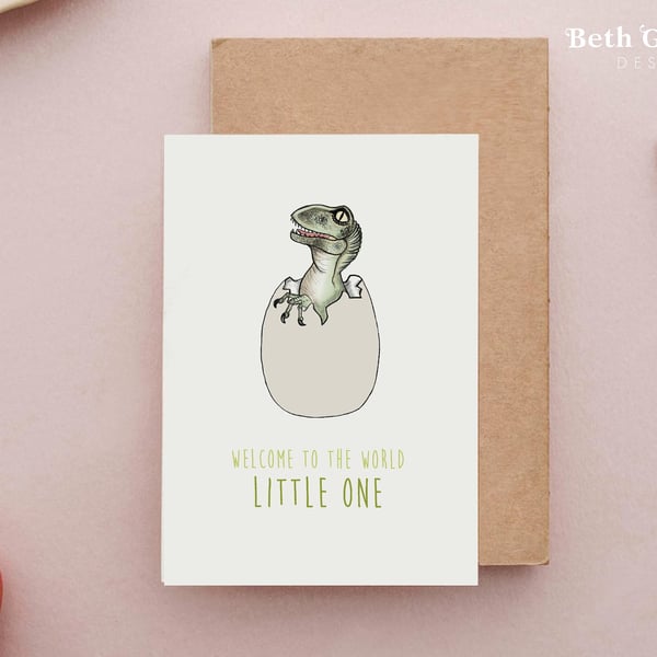 Dinosaur Baby Card - New Baby Dinosaur Card, Baby Dinosaur Card, New Baby Cards