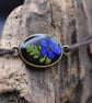 Adjustable Resin Bracelet with Real Pressed Flower and Leaf, Waxed Cotton Cord