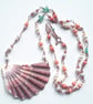 Seaworn Scallop Shell Statement Necklace with Crystal Rondelle Beads  - Image 2