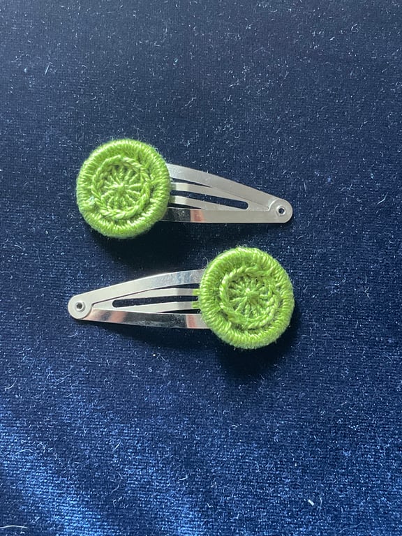 Dorset Button Hair Clips, Pair, Green 