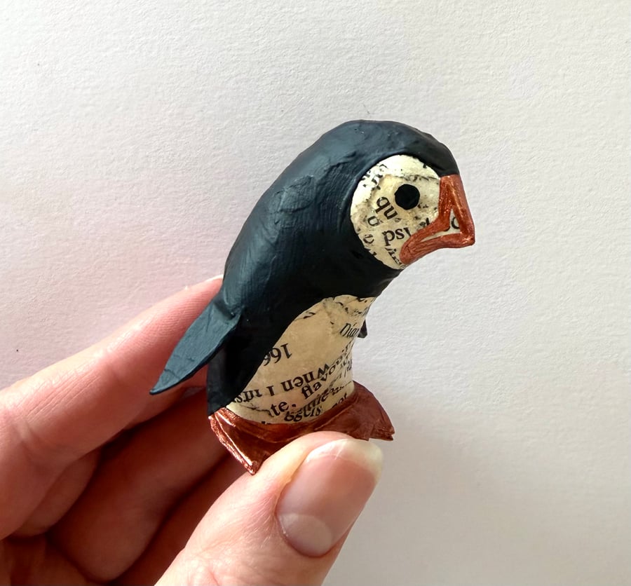 Handmade Copper Puffin, SALE PRICE handmade nature inspired art gifts for reader