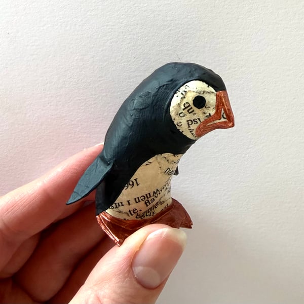 Handmade Copper Puffin, SALE PRICE handmade nature inspired art gifts for reader
