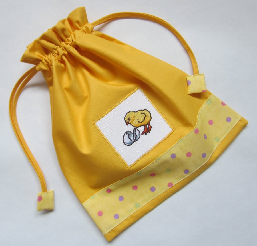 Easter Chick Gift Bag Drawstring Storage Bag