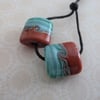 coral and green sea lampwork glass beads