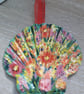 'Bright abstract flowers' Handpainted king scallop shell, wall art.  