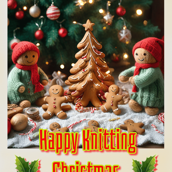 Happy Knitting Christmas Card A5