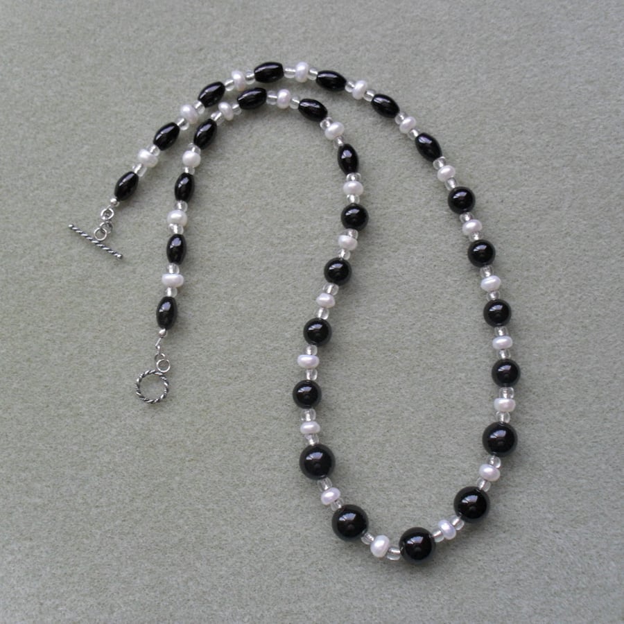 Black Onyx and Pearl Necklace