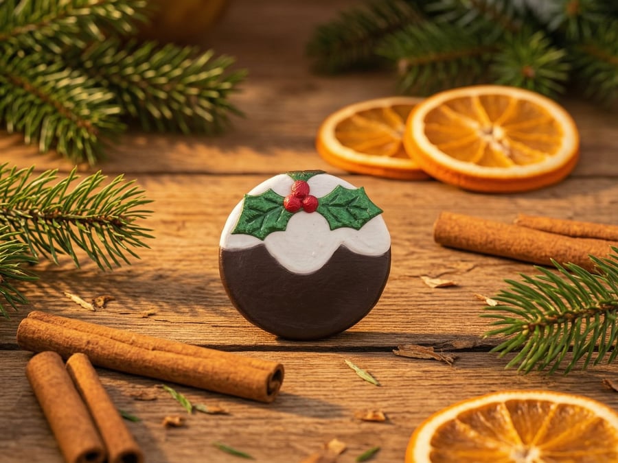 Handmade Clay Christmas Pudding Magnet