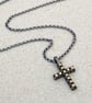Oxidised sterling silver and 9ct yellow gold cross pendant trace chain necklace - Image 2