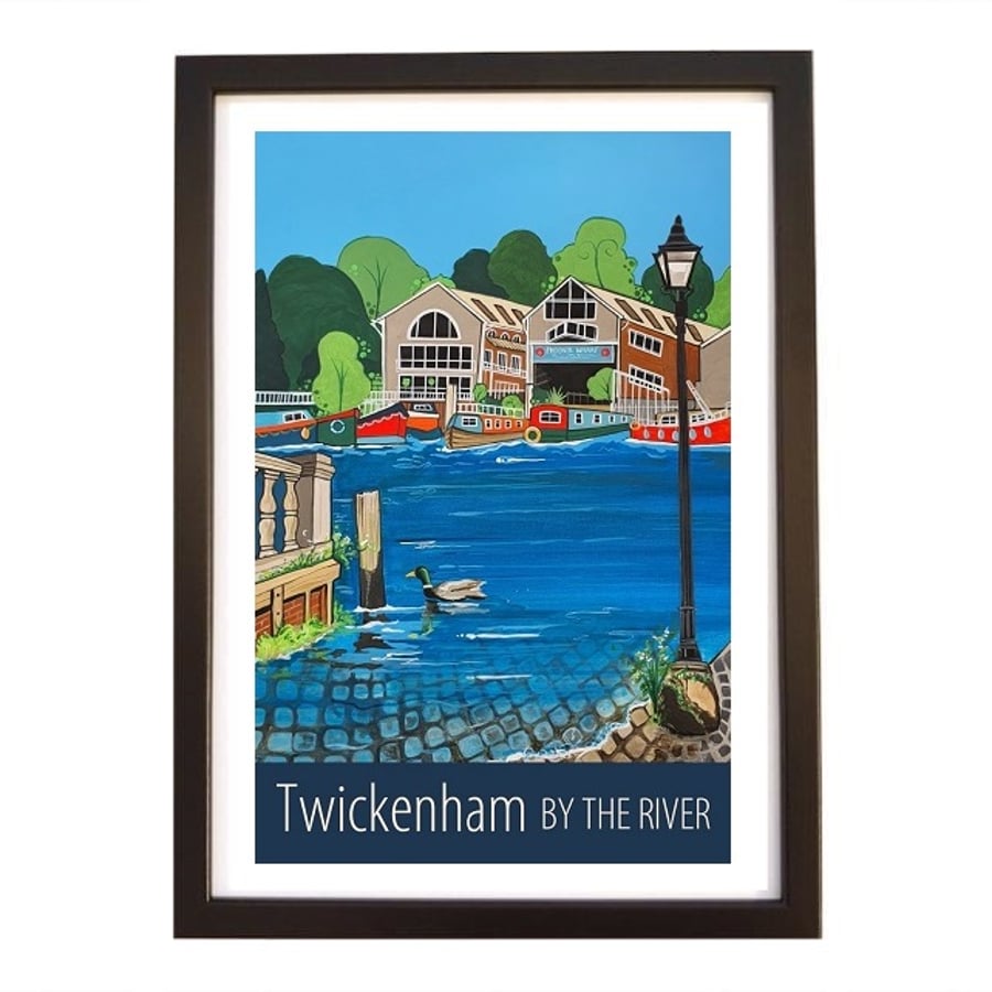 Twickenham by the river travel poster print by Susie West