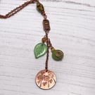 Copper Dandelion Charm Necklace