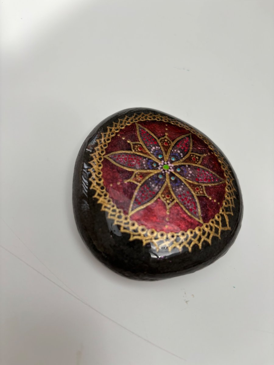 Hand painted flower rock