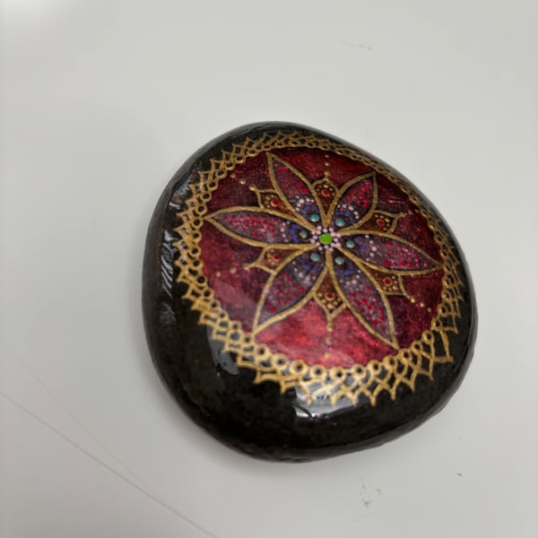 Hand painted flower rock