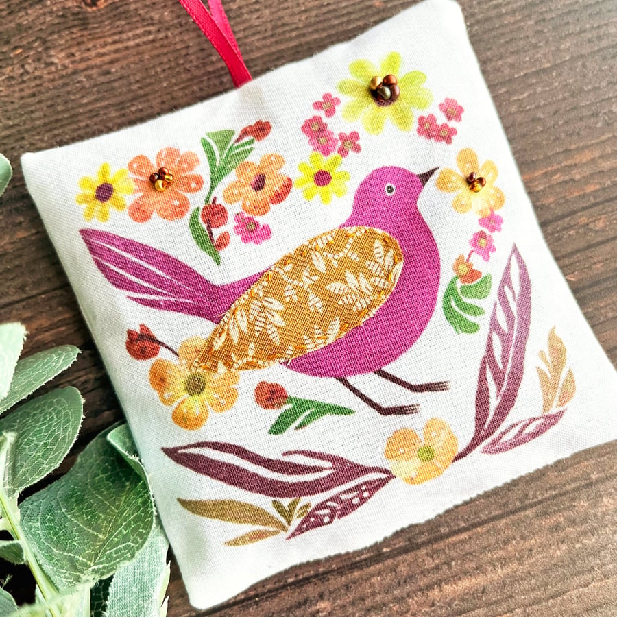 Handmade lavender bag, letterbox gift, scented gift, gift for bird lover