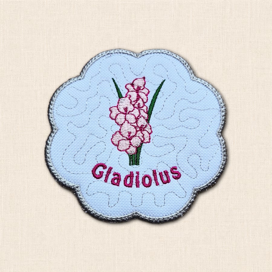 Gladiolus Candle Coaster - Embroidered August Birth Flower Decor