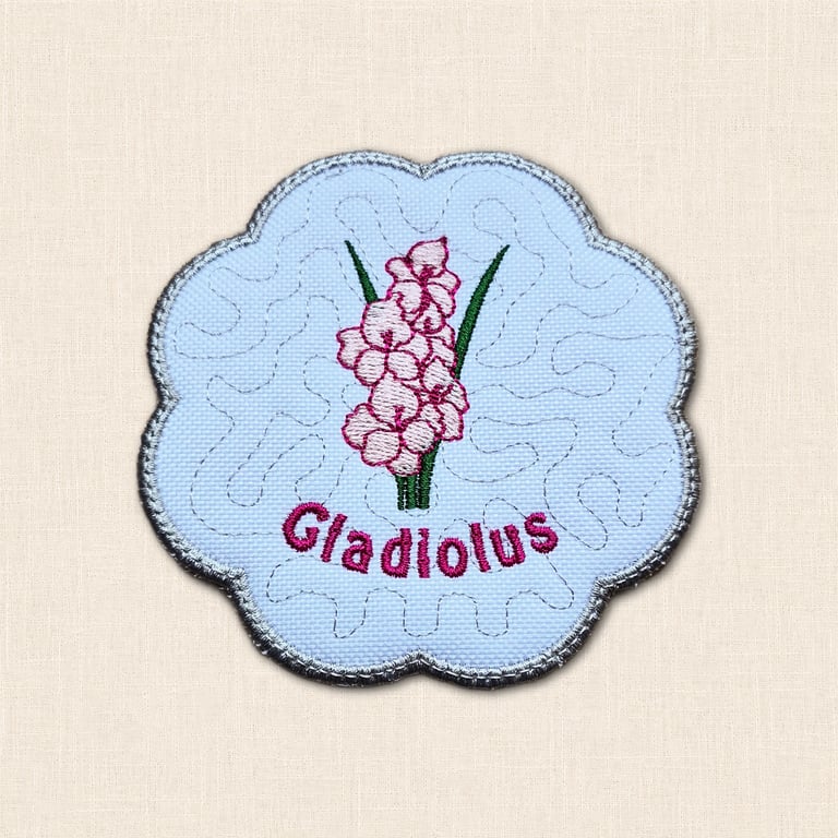 Gladiolus Candle Coaster - Embroidered August Birth Flower Decor
