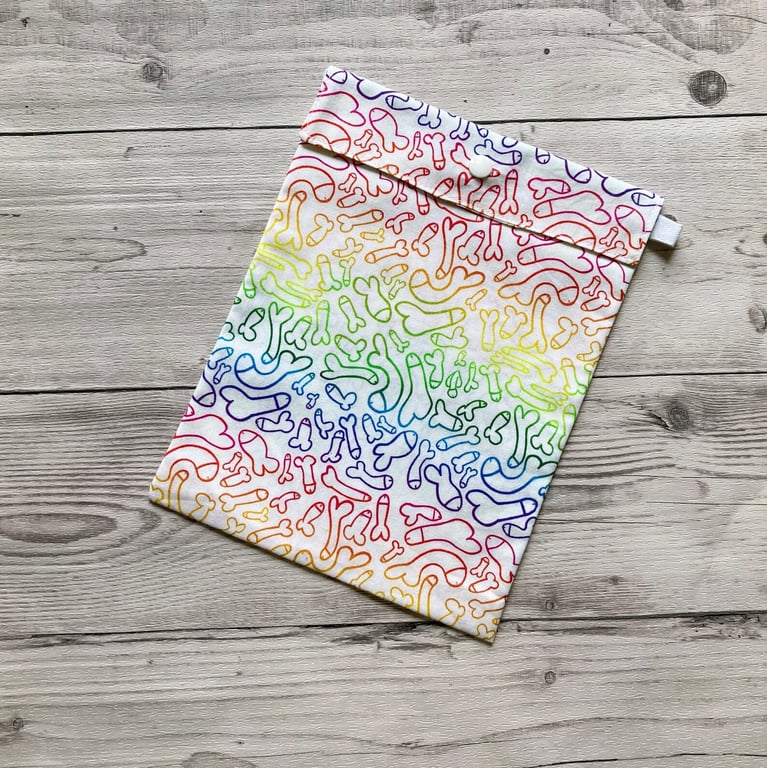 Willy themed fabric gift bags with snap closure. Reusable present wrap.