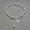 Sterling Silver Pearl and Crystal Anklet With Swarovski Elements