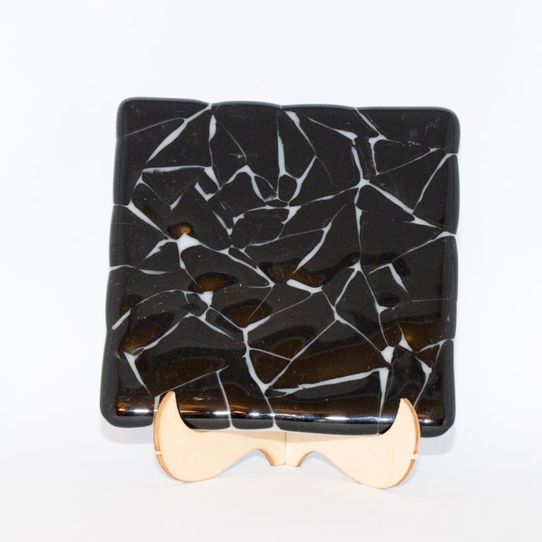 Black on White 'Crazy Paving' Coaster - 9308