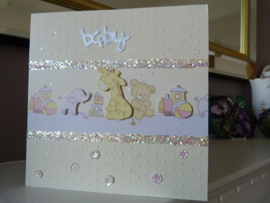Giraffe New Baby Boy card