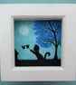 Cat Picture, Framed Black Cat Butterfly Art Print, Daughter Gift, Moon Tree  - Image 1