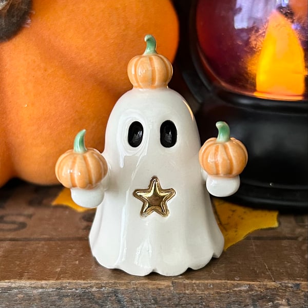 Ceramic ghost pumpkin Juggling Boos!