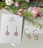 Pink Flower Earrings, Floral Charms, Handmade Jewellery 