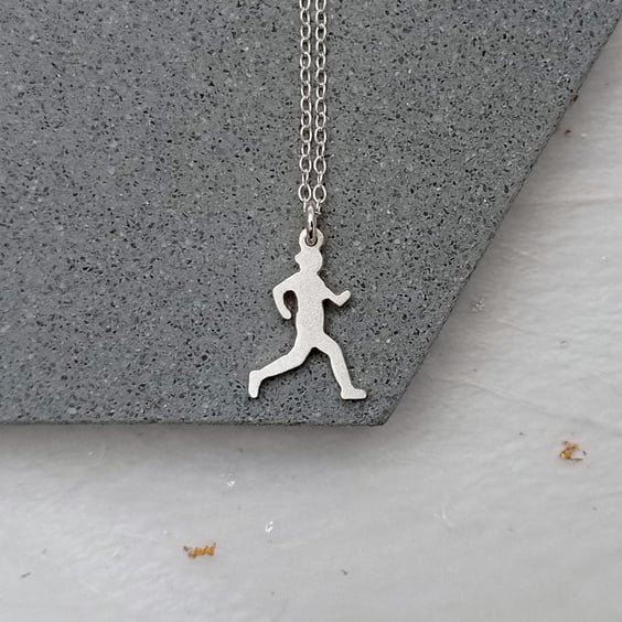 Recycled sterling silver runner necklace – handmade pendant 