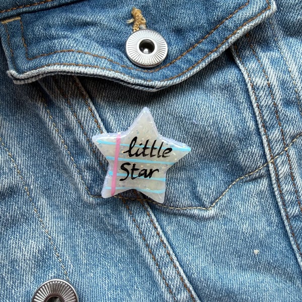 Little Star Polymer Clay Sparkly Pin Badge