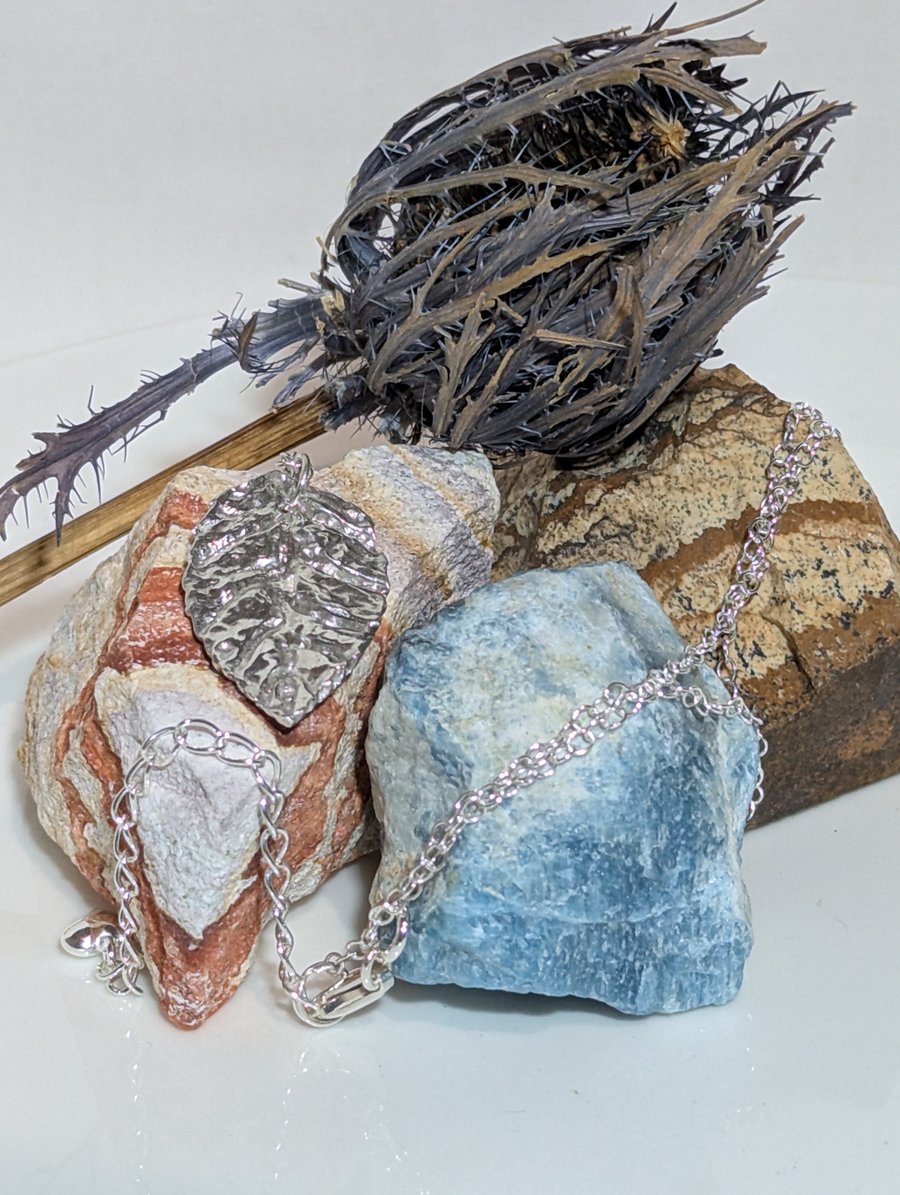 Fine Silver Leaf Pendant