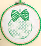 Christmas Decoration Ornament: Embroidered Hoop 14cm (5.5") Green Bauble - Image 2