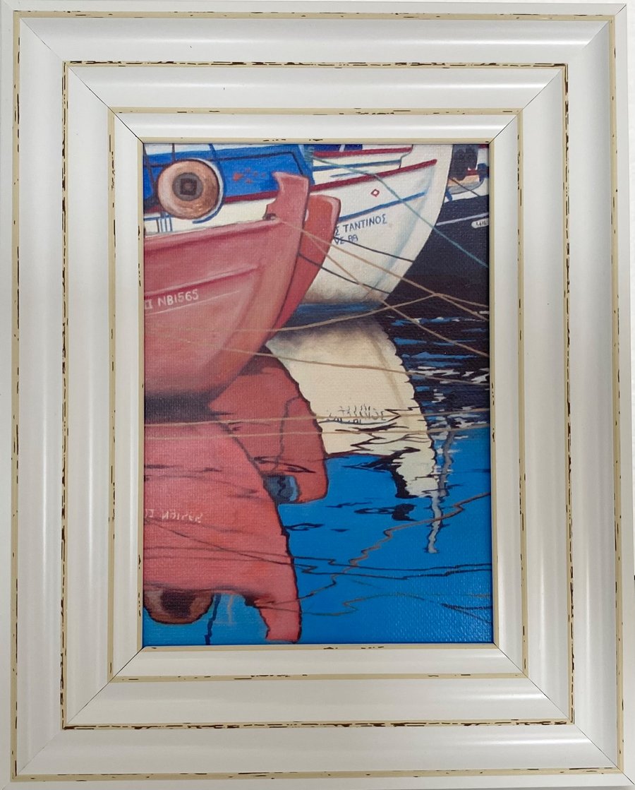 Patitiri Reflections. Alonissos.Framed Canvas Print 