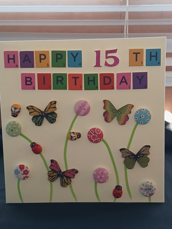 Handmade 15th birthday card 