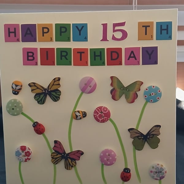 Handmade 15th birthday card 