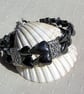 SALE - Hematite Gemstone Heart Cuff Bracelet "Black Beauty" - Image 1