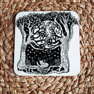 "You Woke Me Up!" Forest Fox Coaster (White) 