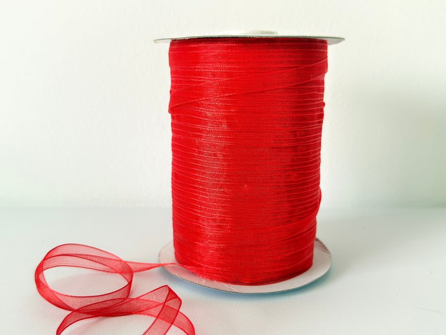 6mm Red Organza Ribbon, Craft Projects, Decor, Wedding Supplies - 10m 20m 40m