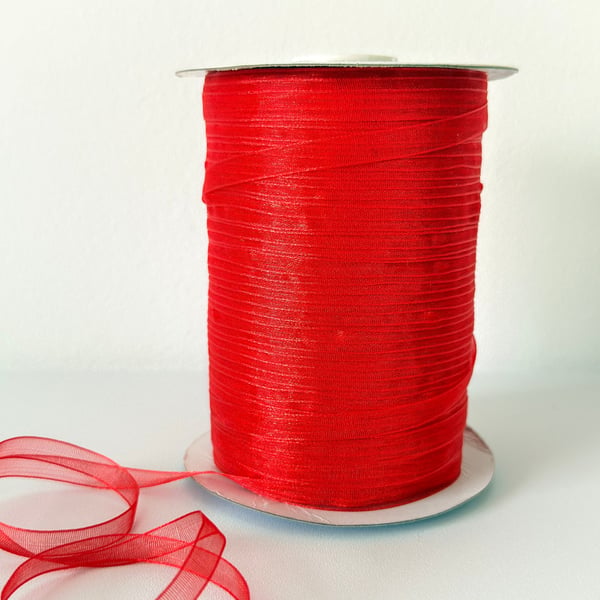 6mm Red Organza Ribbon, Craft Projects, Decor, Wedding Supplies - 10m 20m 40m
