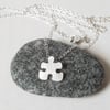sterling silver jigsaw puzzle necklace, handmade in UK