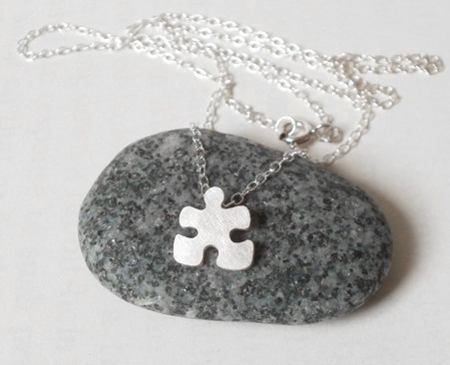 jigsaw puzzle necklace, handmade in UK