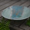 Beautiful birdbath for your garden - glazed in greens, turquoise and blues.