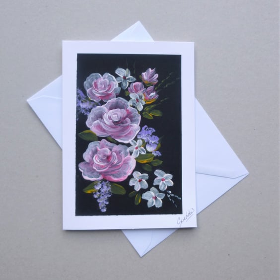 greetings card original art blank hand painted ( ref F 440.M2 )