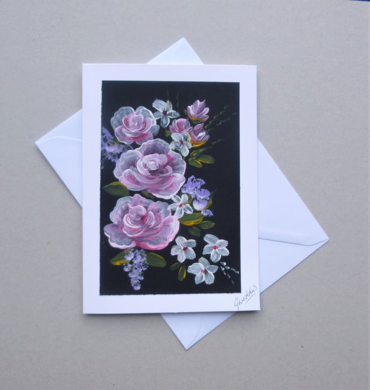 greetings card original art blank hand painted ( ref F 440.M2 )