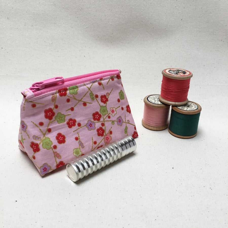 Pink Blossoms Japanese Fabric Coin Purse