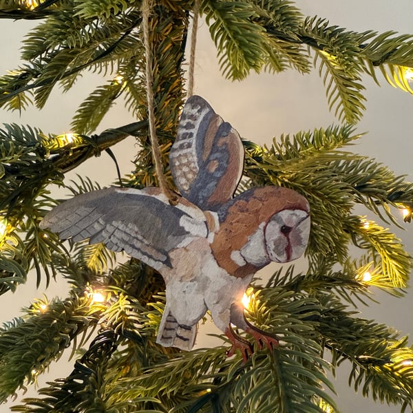 Sustainable Barn Owl Christmas Decoration 