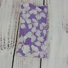 Purple padded glasses case with white flowers