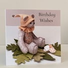 Teddy bear birthday card, blank greetings card, Bearlescent Bear card